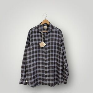 GIAMPAOLO Linen Plaid Shirt Sz XL